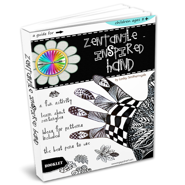 draw a zentangle-inspired hand for kids